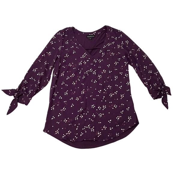 Fortune + Ivy Medium Collyn Mixed Material Blouse - Stitch Fix 3/4 Tie Sleeve - Picture 7 of 12